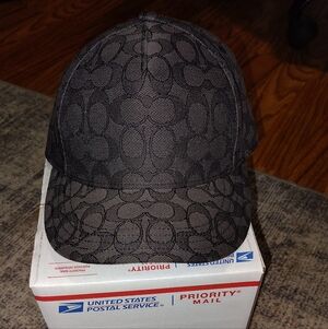 Coach Gray Cap with Leather Trim